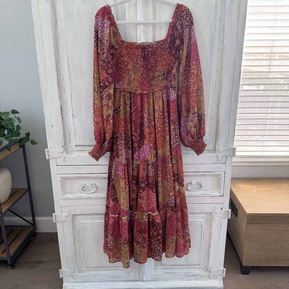 RED DRESS BOUTIQUE | MAKE NEW MEMORIES LIGHT RUST MULTI PRINT MAXI DRESS AURA
